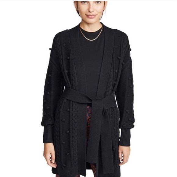 Nicholas Cozy Grandpa Pom Pom Belted Cardigan Small - Picture 1 of 8